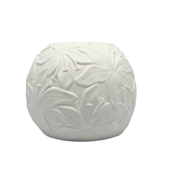 6.25" Embossed Lilies DIY Round Ceramic Vase by Make Market®